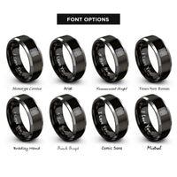 font options for inside engraving on black & gray double happiness rings