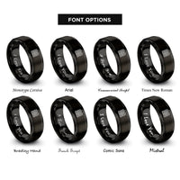 font options for inside engraving on black double happiness rings