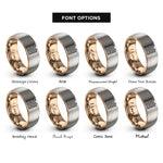 font options for inside engraving on rose gold & silver double happiness rings
