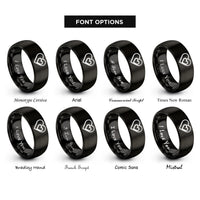 font options for inside engraving on black double heart rings