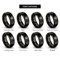 font options for inside engraving on black double heart rings