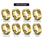 font options for inside engraving on gold double heart rings