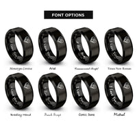 font options for inside engraving on black double heart knot rings