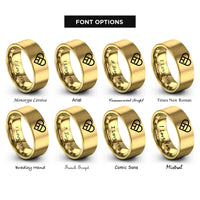 font options for inside engraving on gold double heart knot rings