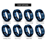 font options for inside engraving on blue double hook eyelet rings