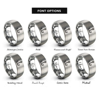 font options for inside engraving on grey double hook eyelet rings