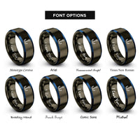 font options for inside engraving on gunmetal & blue double hook eyelet rings