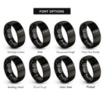 font options for inside engraving on black double paddle rings