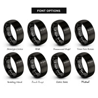 font options for inside engraving on black double paddle rings
