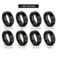 font options for inside engraving on black double paddle rings