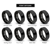 font options for inside engraving on black double paddle rings