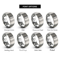 font options for inside engraving on silver double paddle rings