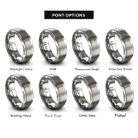 font options for inside engraving on grey double paddle rings