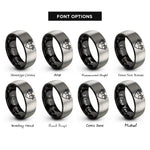 font options for inside engraving on black & gray double paw heart rings
