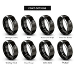 font options for inside engraving on black & grey double paw heart rings