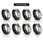 font options for inside engraving on black & silver double paw heart rings