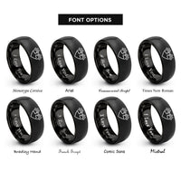 font options for inside engraving on black double paw heart rings