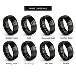 font options for inside engraving on black double paw heart rings