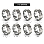 font options for inside engraving on grey double paw heart rings