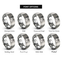 font options for inside engraving on grey double paw heart rings