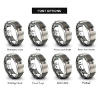 font options for inside engraving on silver double paw heart rings