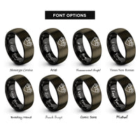 font options for inside engraving on gunmetal & black double paw heart rings