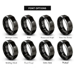 font options for inside engraving on black & grey double sharp circle rings