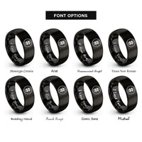 font options for inside engraving on black double sharp circle rings