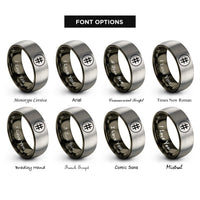 font options for inside engraving on gunmetal & gray double sharp circle rings