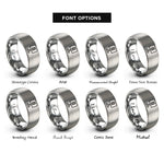 font options for inside engraving on silver double slit apparatus rings