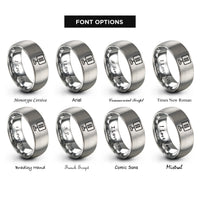font options for inside engraving on silver double slit apparatus rings