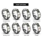 font options for inside engraving on gray double slit apparatus rings