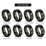 font options for inside engraving on gunmetal & blue double slit apparatus rings