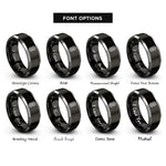 font options for inside engraving on black & gray double spiral rings