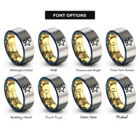 font options for inside engraving on gold & blue & grey double stars rings