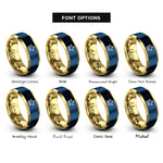 font options for inside engraving on gold & blue double stars rings