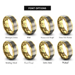 font options for inside engraving on gold & gray double stars rings