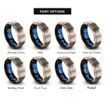 font options for inside engraving on rose gold & blue & grey double stars rings