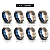 font options for inside engraving on rose gold & blue & grey double stars rings