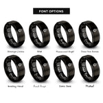 font options for inside engraving on black double teardrop interlocked rings
