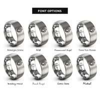 font options for inside engraving on gray double teardrop interlocked rings