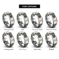 font options for inside engraving on grey double teardrop interlocked rings