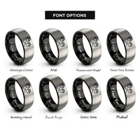 font options for inside engraving on black & gray double trail rings
