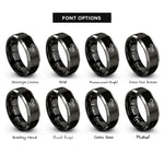 font options for inside engraving on black & gray double trail rings