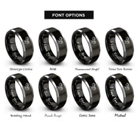 font options for inside engraving on black & gray double trail rings