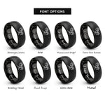 font options for inside engraving on black double trail rings