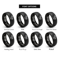 font options for inside engraving on black double trail rings