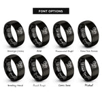 font options for inside engraving on black double trail rings
