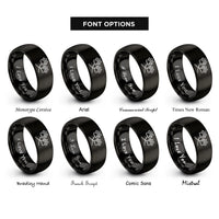 font options for inside engraving on black double trail rings