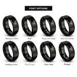 font options for inside engraving on black double trail rings